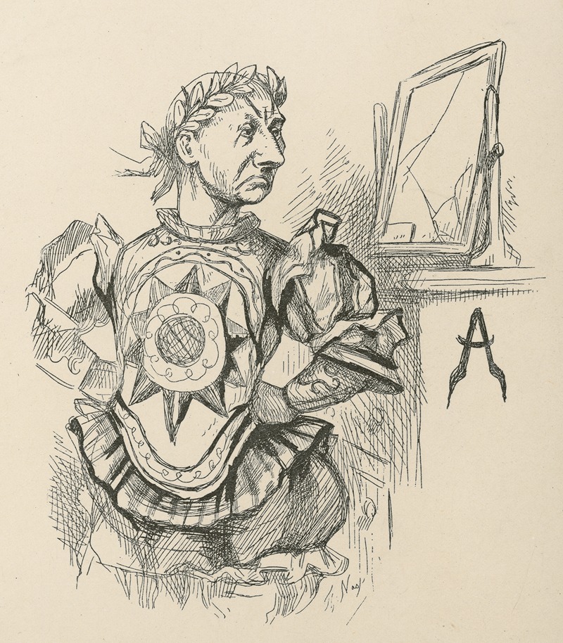 Thomas Nast - Man in Caesar costume gazes into broken mirror