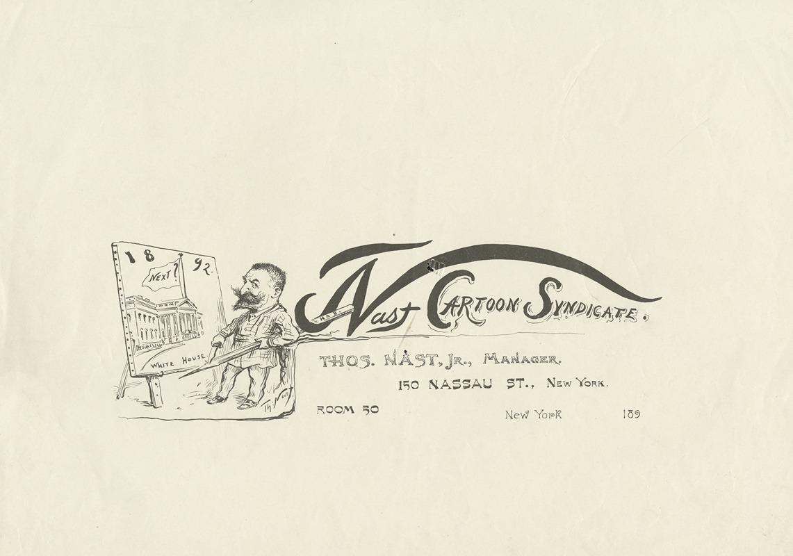 Thomas Nast - Nast Cartoon Syndicate [letterhead design drawing]