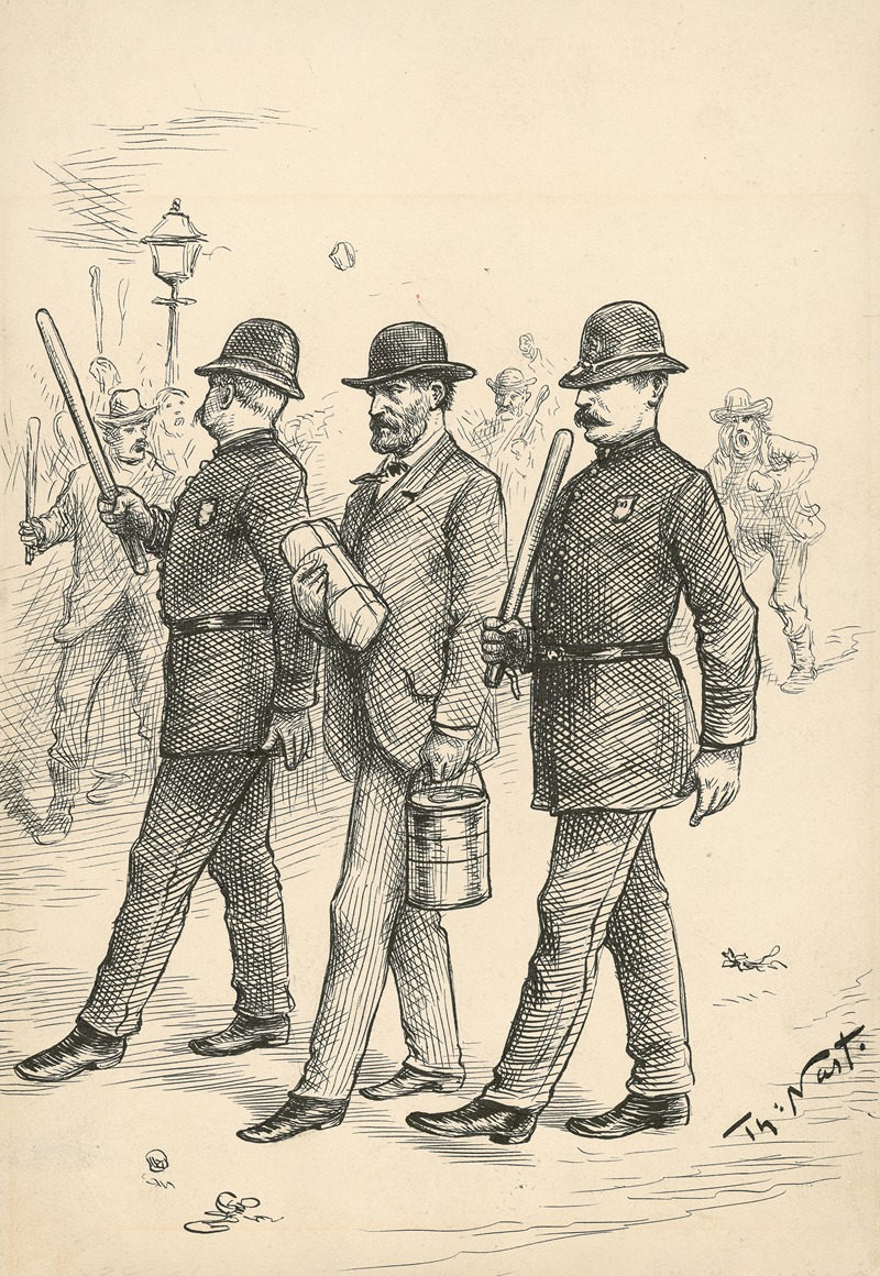 Thomas Nast - On this the triumph of our Republican form of government, must the honest laborer, satisfied with his employer, his wages . . .