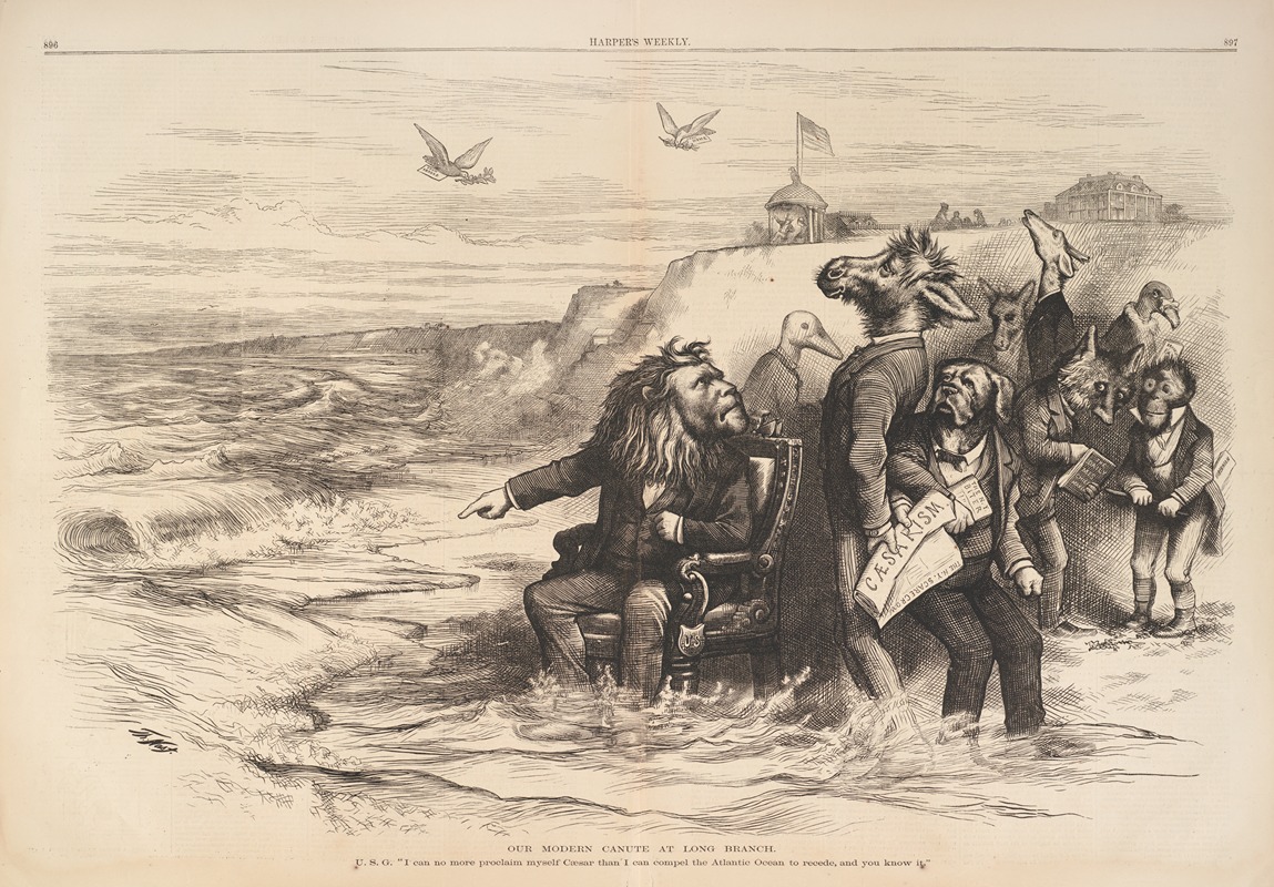 Thomas Nast - Our modern Canute at Long Branch