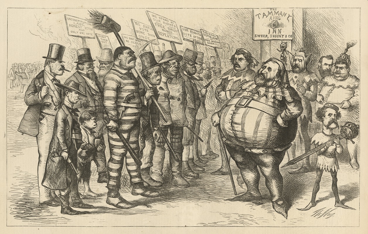 Thomas Nast - Our modern Falstaff reviewing his army