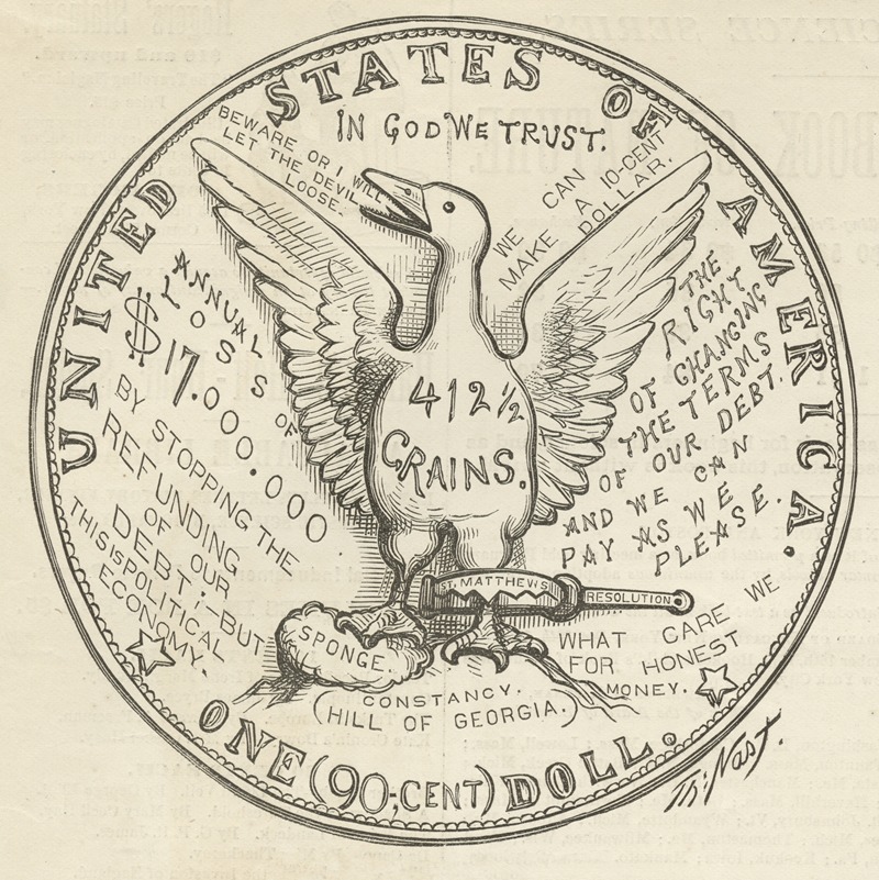 Thomas Nast - Our new dear dollar. As seen through a magnifying glass