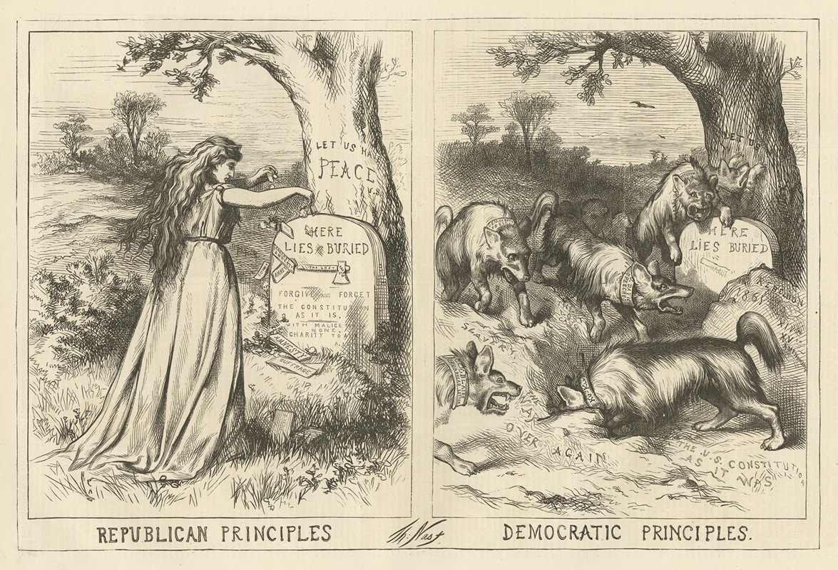 Thomas Nast - Republican principles. Democratic principles