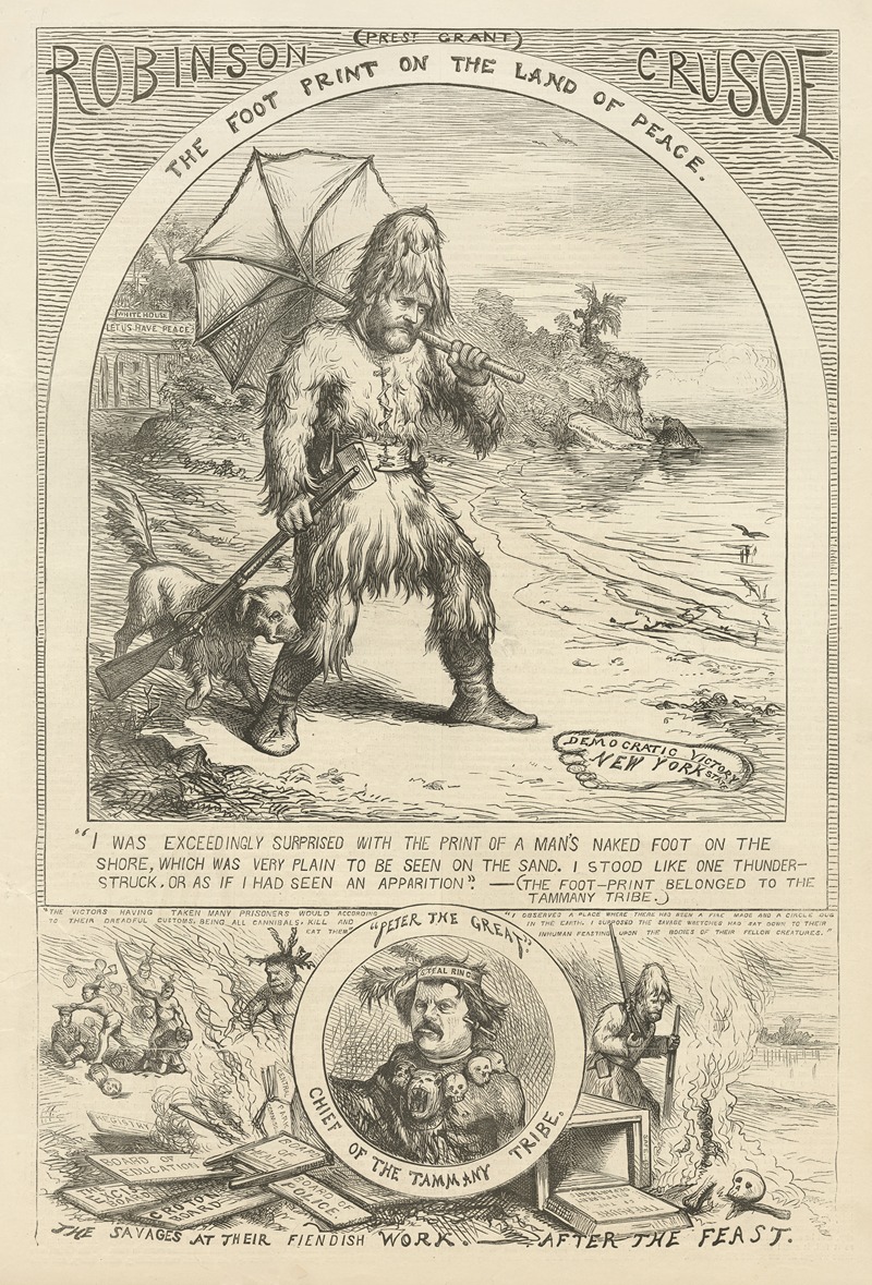 Thomas Nast - Robinson Crusoe — the foot print on the land of peace