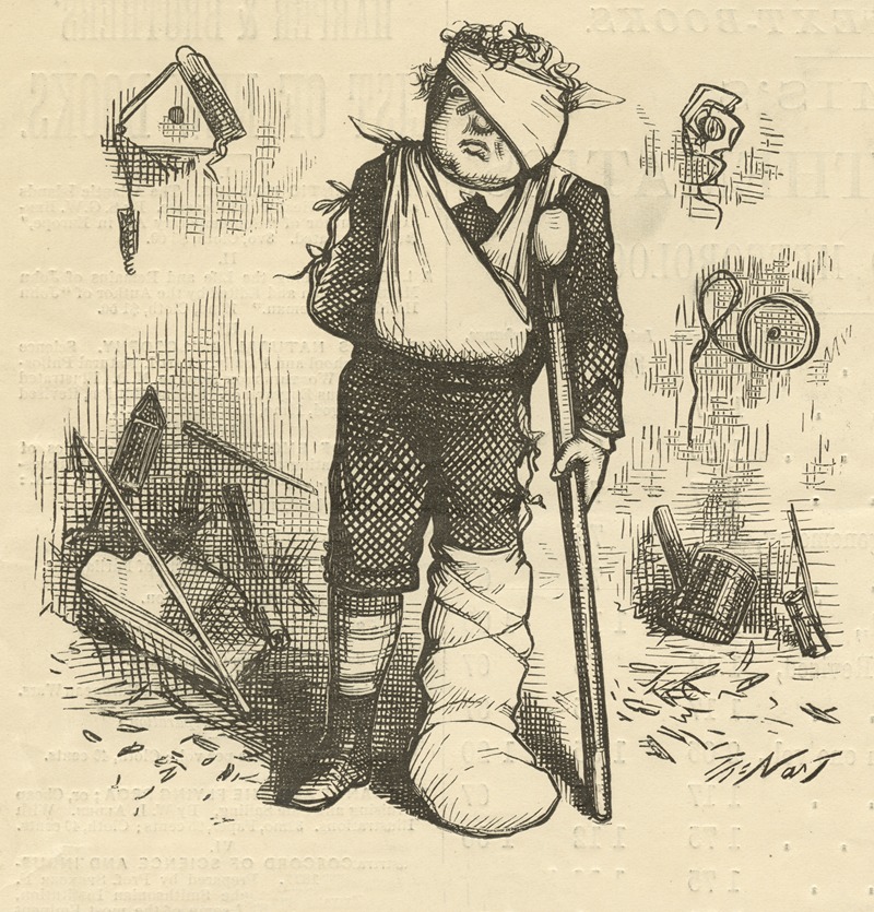 Thomas Nast - The day after. The boy who had a very pleasant Fourth