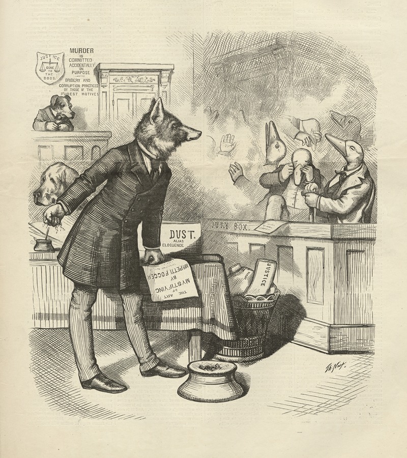 Thomas Nast - The game of fox and geese; or, Legal trials of the period