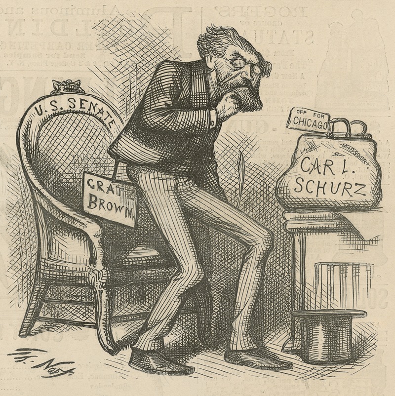 Thomas Nast - The Missouri papers say that (ex) Gratz Brown’s objective point is understood to be –.