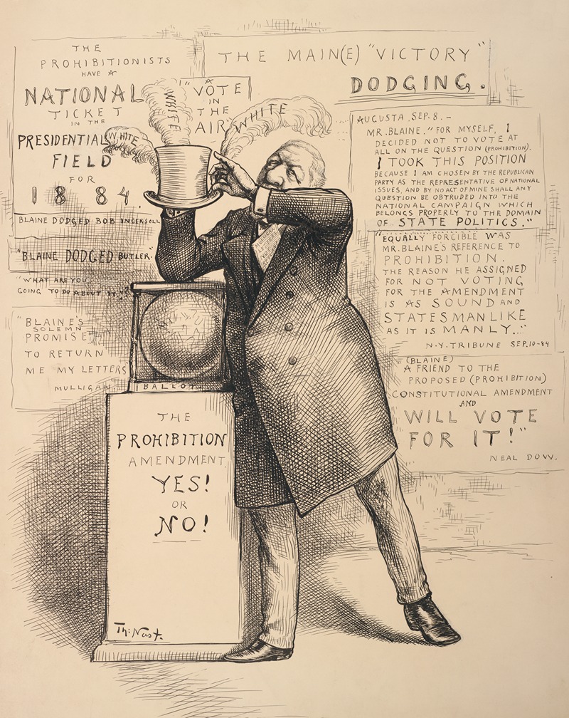 Thomas Nast - The prohibition amendment, Yes! or No!.