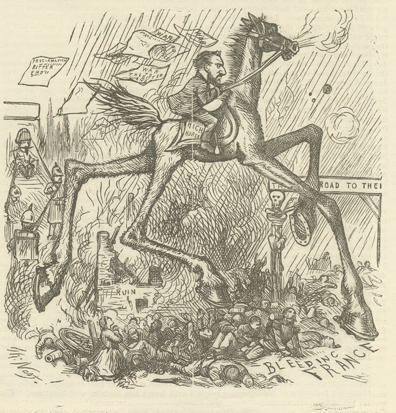 Thomas Nast - The situation at Paris. General Carnage on his high horse