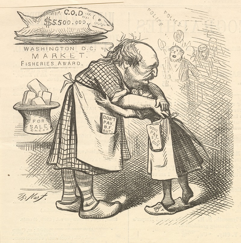 Thomas Nast - The two fisherwomen agree. That fish is dear to us.