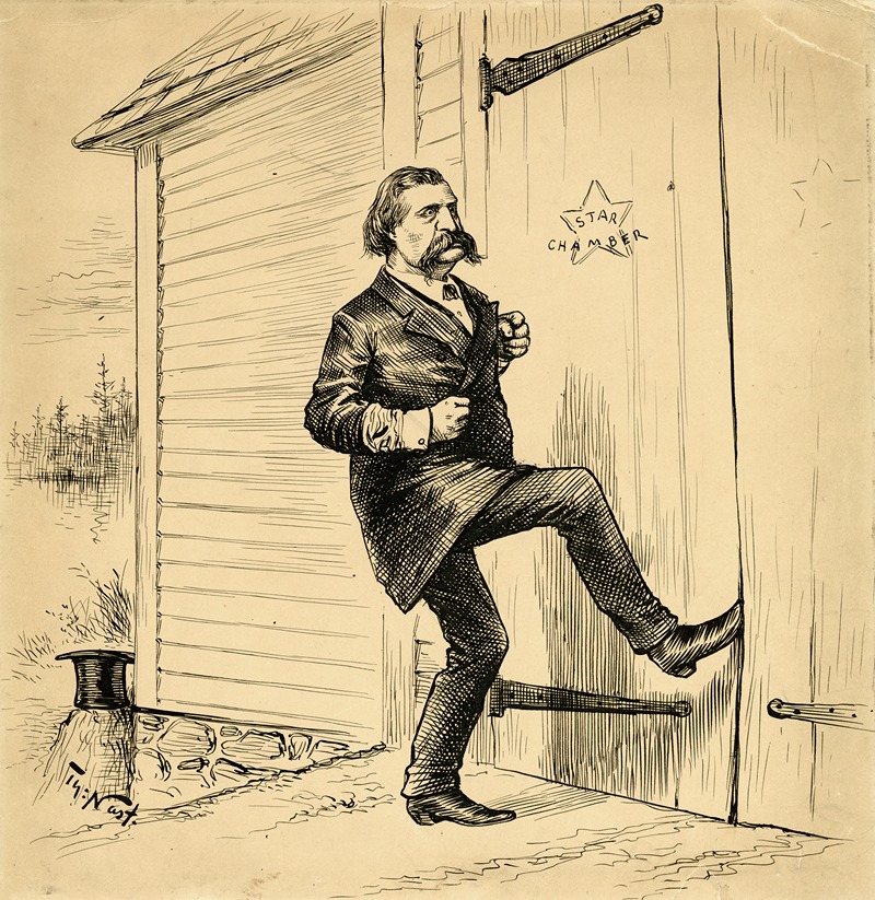 Thomas Nast - Tis Logan that is gently tapping, rapping at the secret chamber door