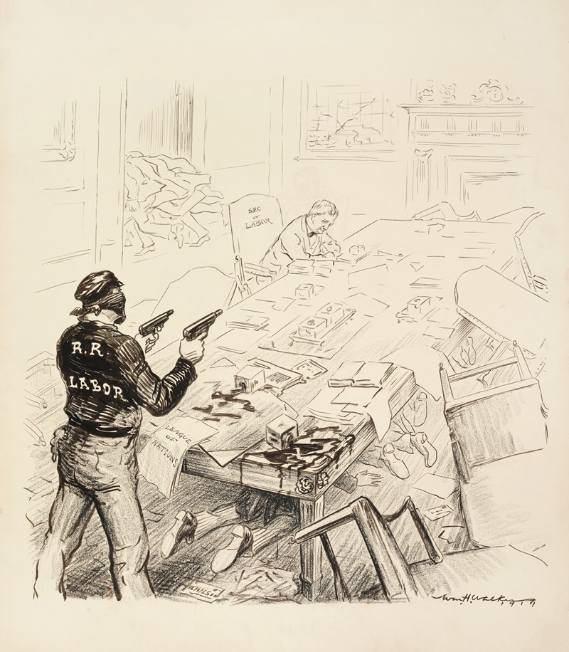 William Henry Walker - A bandit, representing railroad labor, attacks the cabinet office