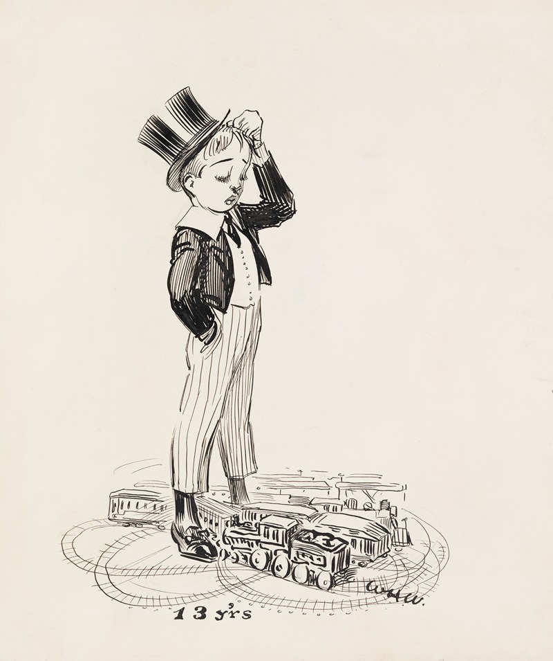 William Henry Walker - A boy at age 13, puzzled that his toy trains have crashed after having set up the tracks to run in overlapping loops