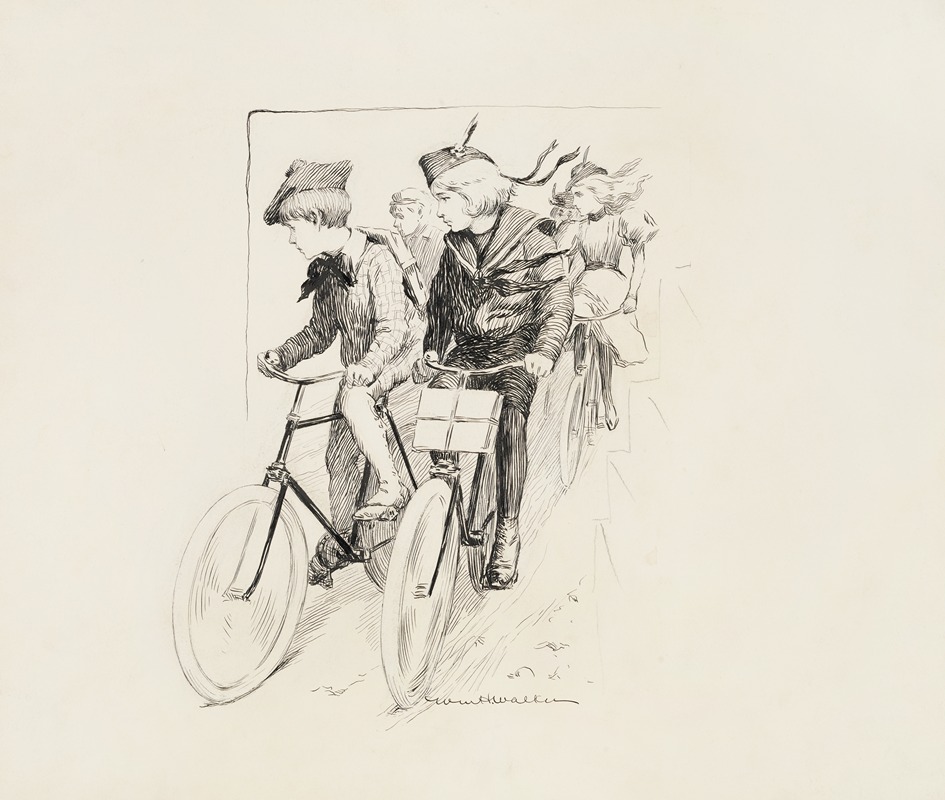 William Henry Walker - A group of children riding their bikes.