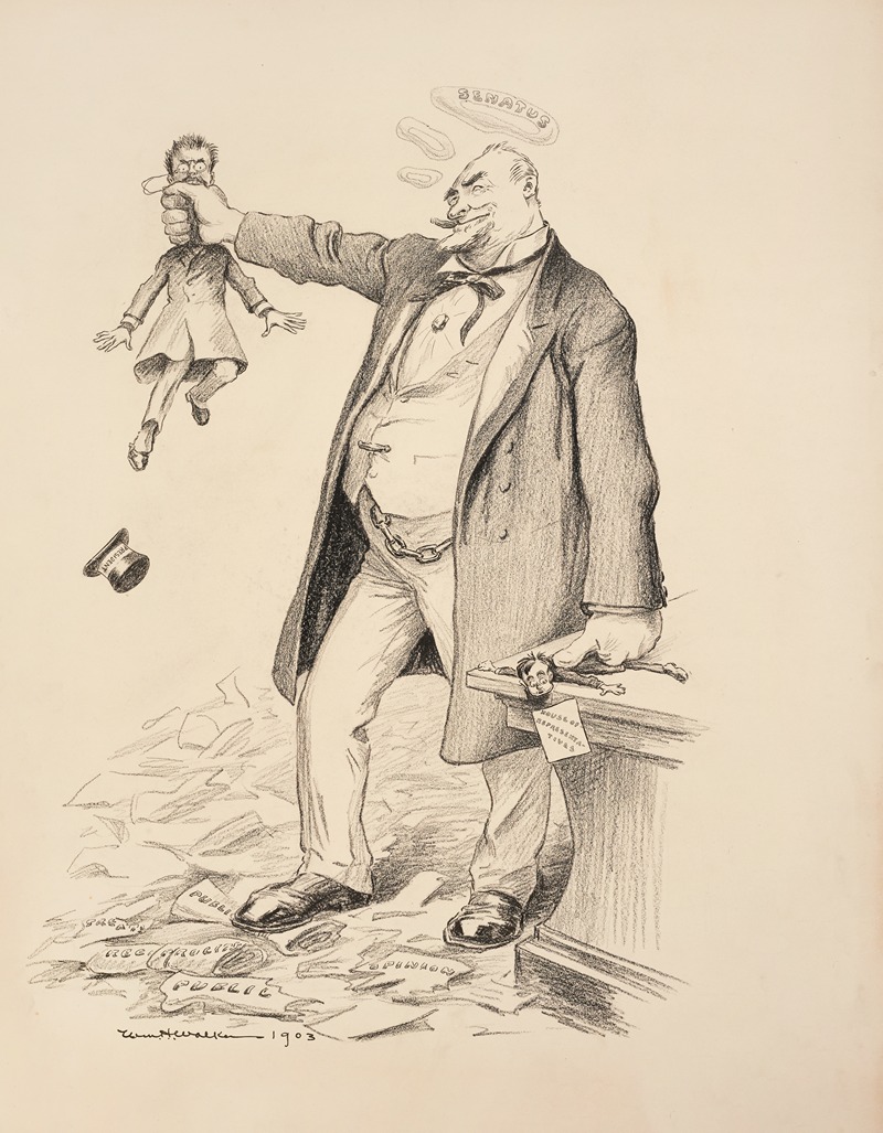 William Henry Walker - A large man representing the Senate holds a small man representing the House of Representatives under his thumb