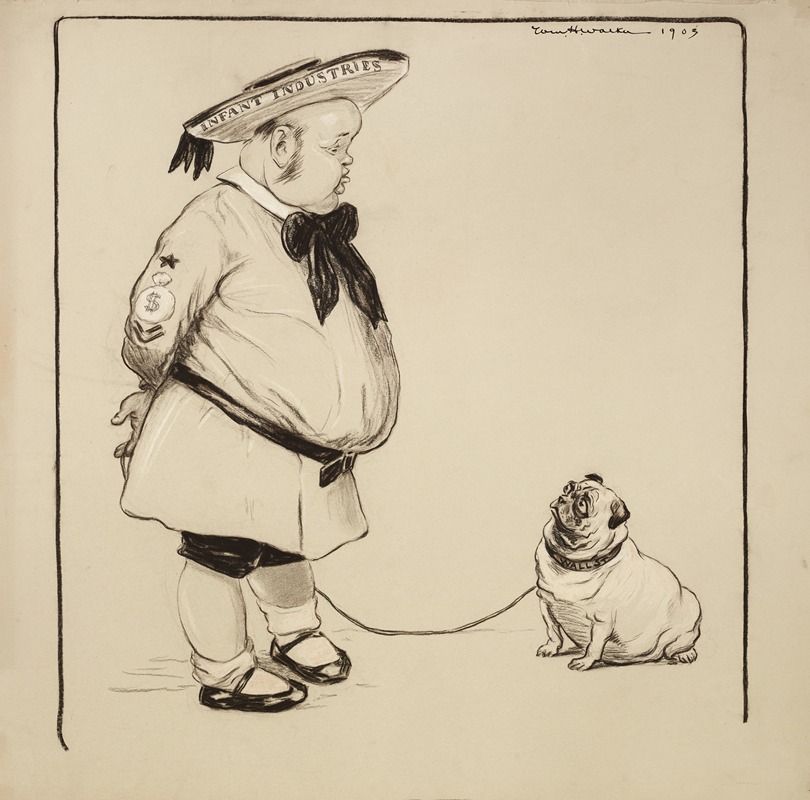 William Henry Walker - A man representing infant industries with his bulldog representing Wall Street.