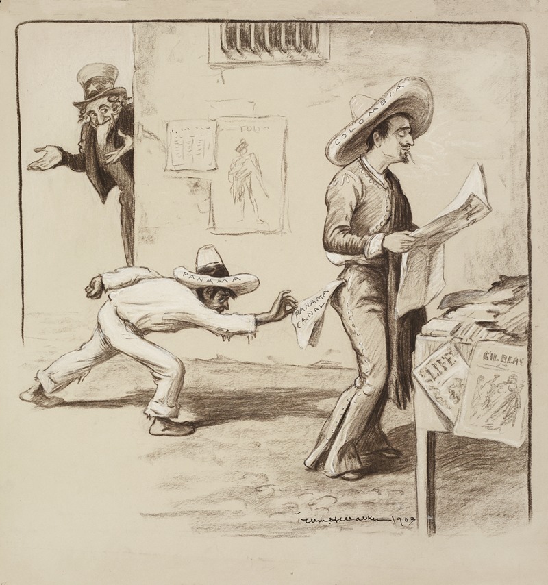 William Henry Walker - A man representing Panama steals the Panama Canal from the pocket of an unsuspecting man representing Colombia