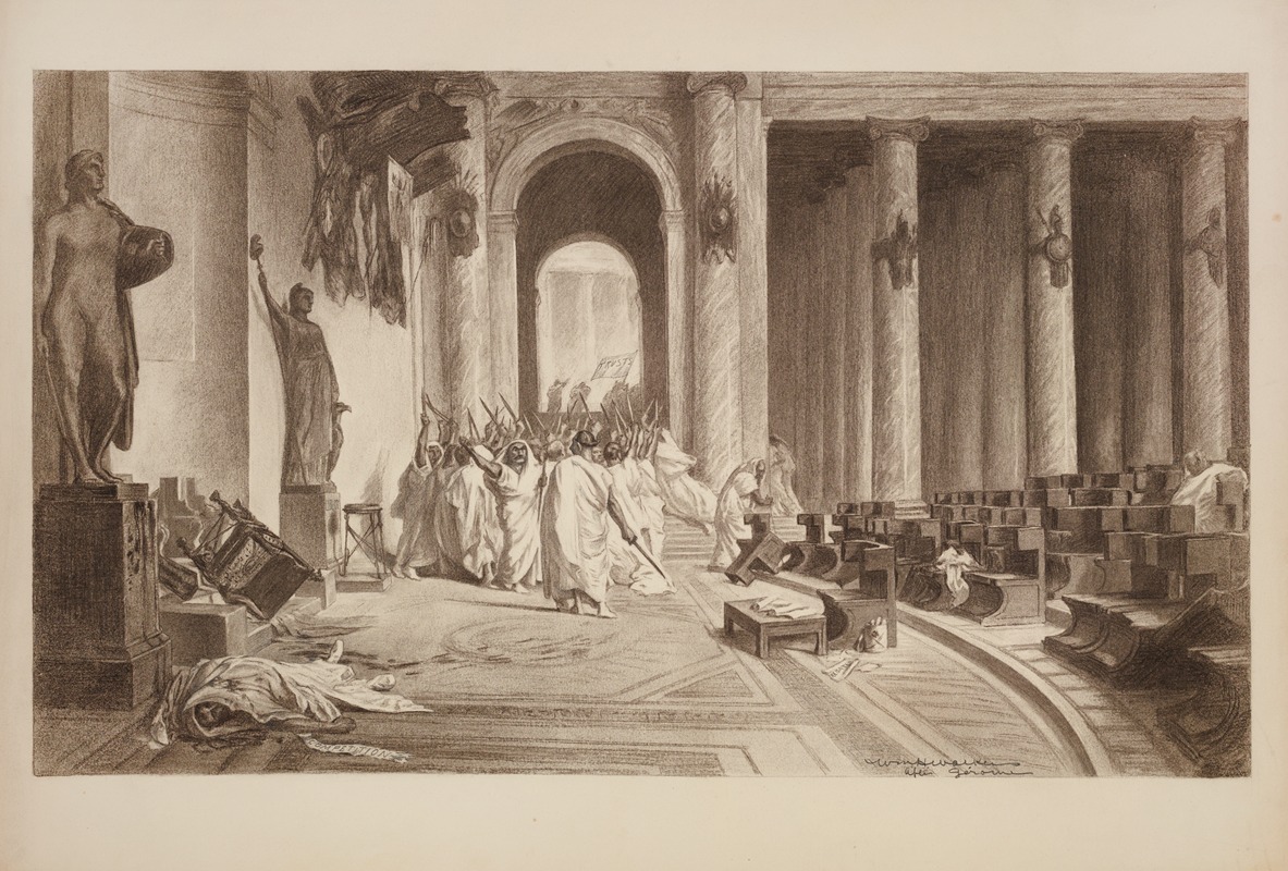 William Henry Walker - A mob of men in Roman robes, representing the Trusts, have taken over the Senate and killed a man representing competition