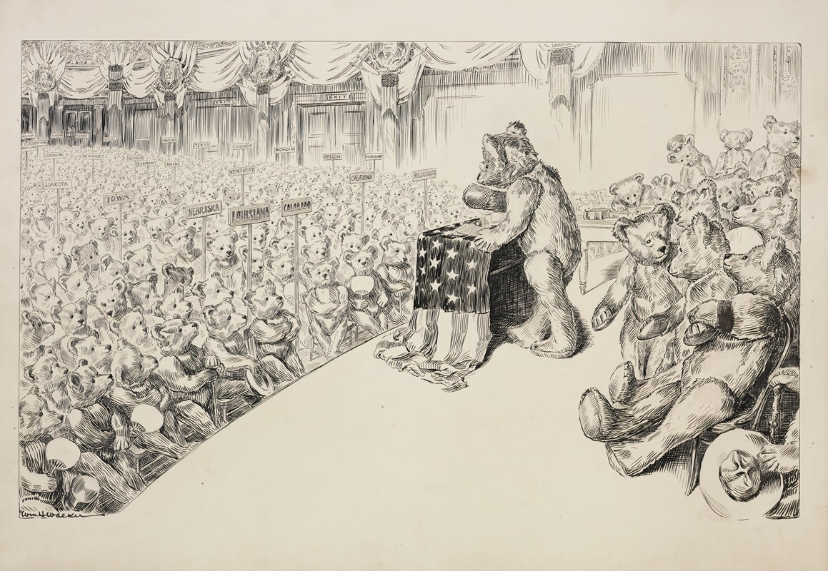 William Henry Walker - A political convention with delegates from many states, where every person is depicted as a teddy bear.