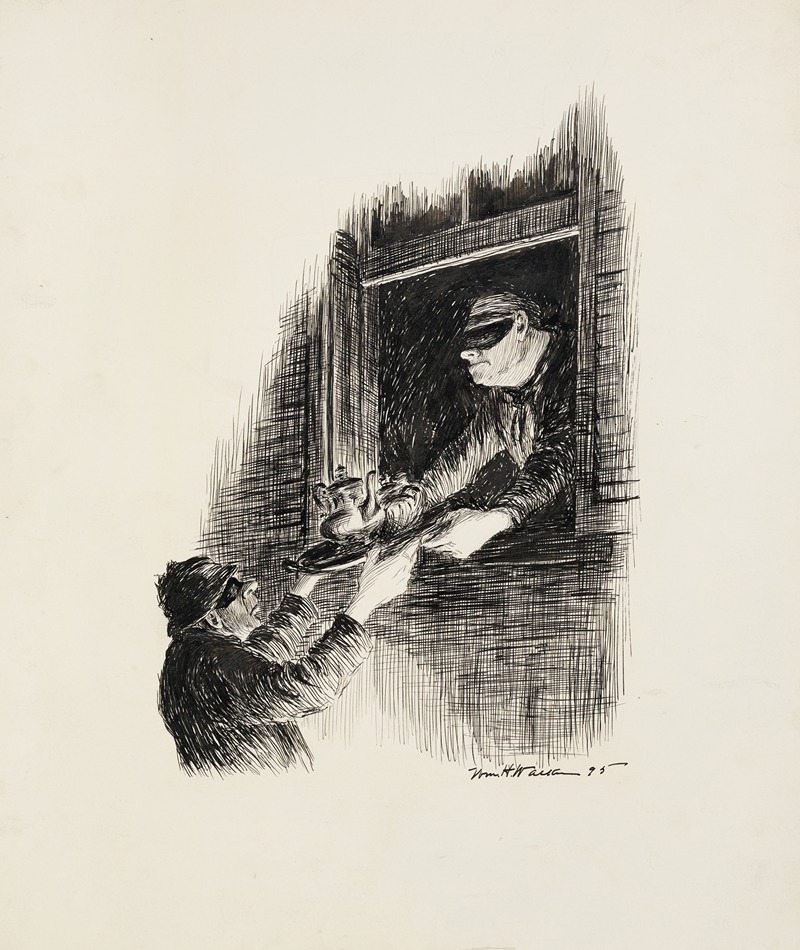 William Henry Walker - A robber passes a tea service through the window to his accomplice outside.