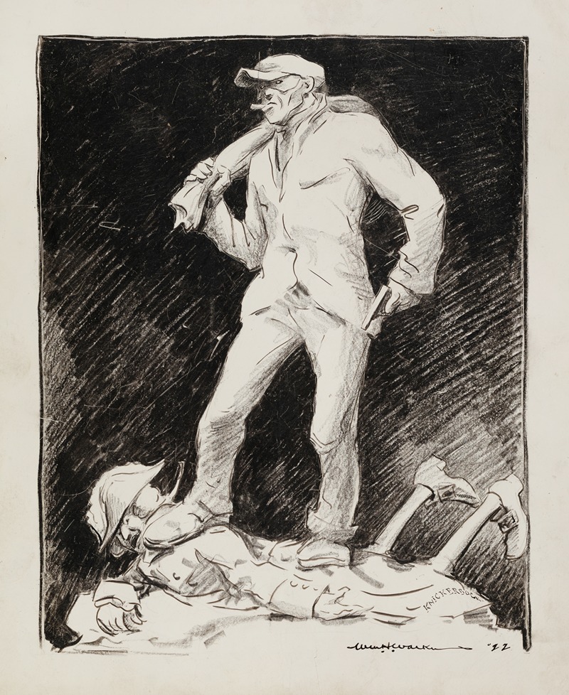 William Henry Walker - A thief with a sack and gun stands on top of a fallen man identified as ‘knickerbock’