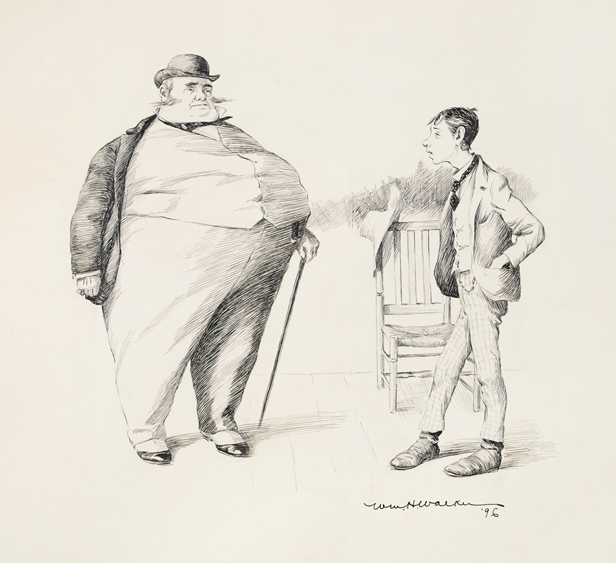 William Henry Walker - A thin young man talks to a large fat man.