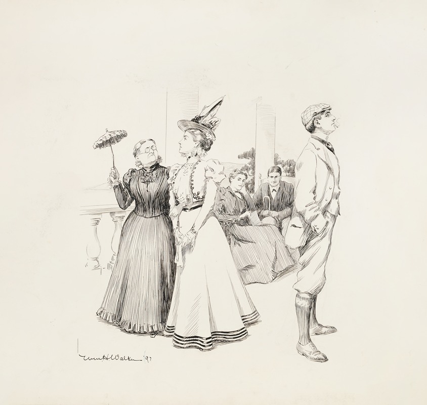 William Henry Walker - A young woman and a young man pointedly ignore each other at a party.