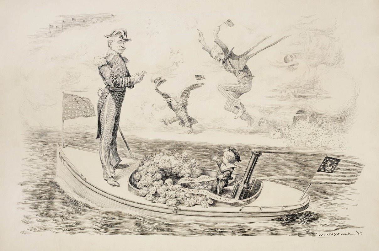 William Henry Walker - Admiral Dewey rides in a boat (called Life) which is steered by a young boy