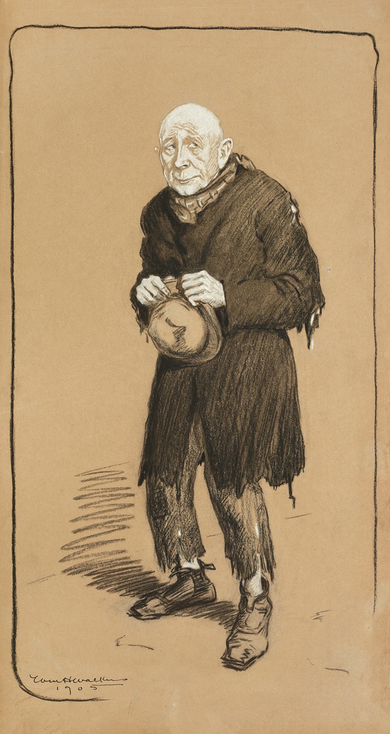 William Henry Walker - An elderly man dressed in ragged clothes with his hat in his hand.