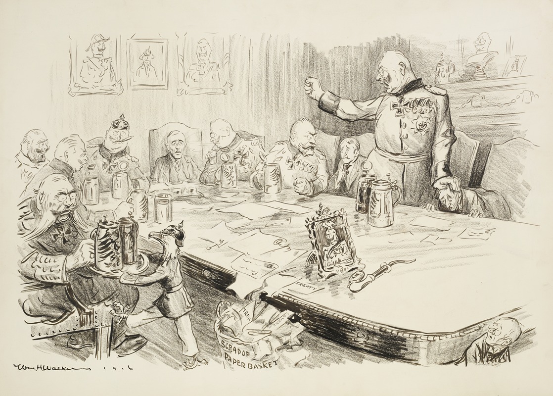 William Henry Walker - At a negotiating table, several large and angry Germans intimidate a few American diplomats