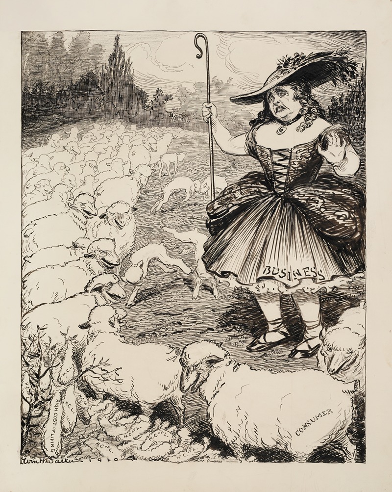 William Henry Walker - Business, depicted as a worried shepherdess