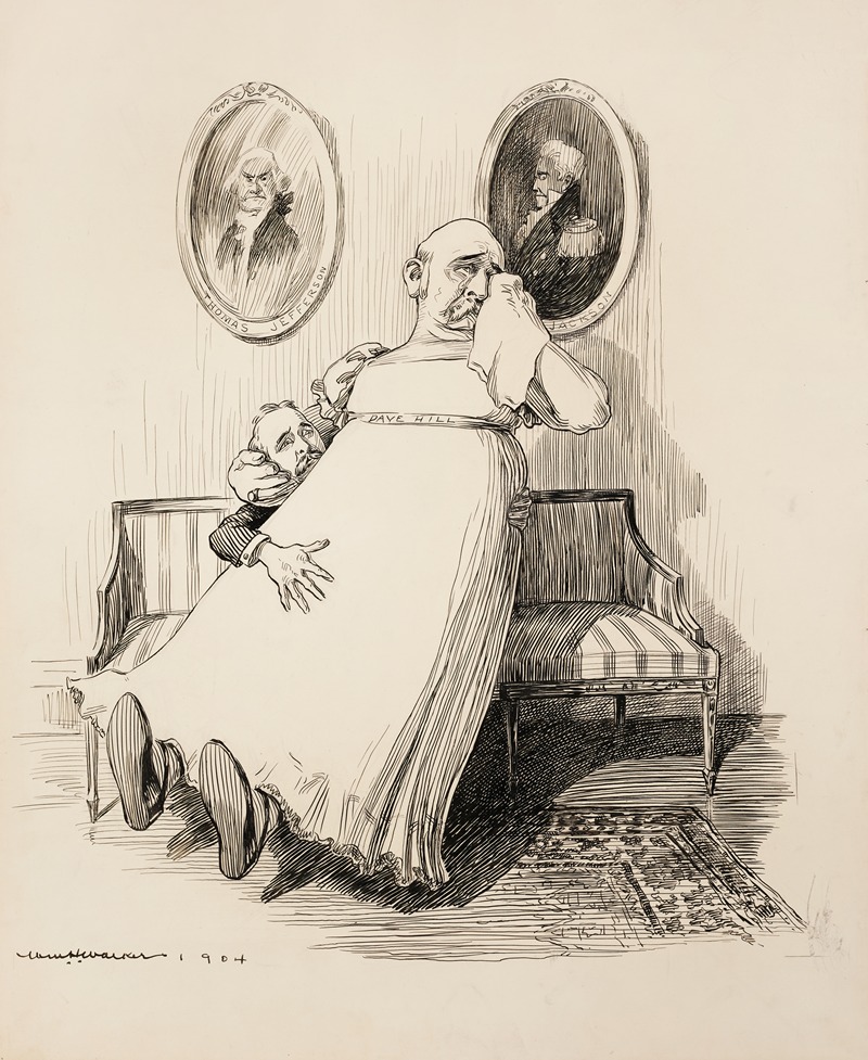 William Henry Walker - Dave Hill, dressed as a woman, weeps and sits on the lap of a man