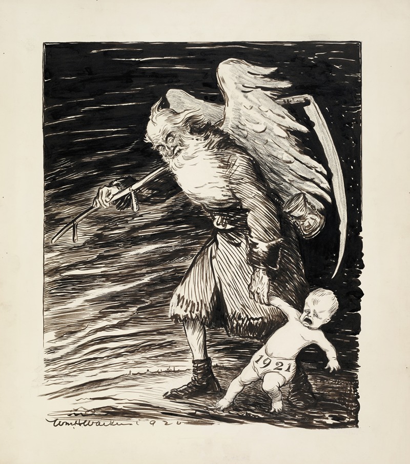 William Henry Walker - Father Time pulls a baby representing the year 1921 to take his place for the New Year