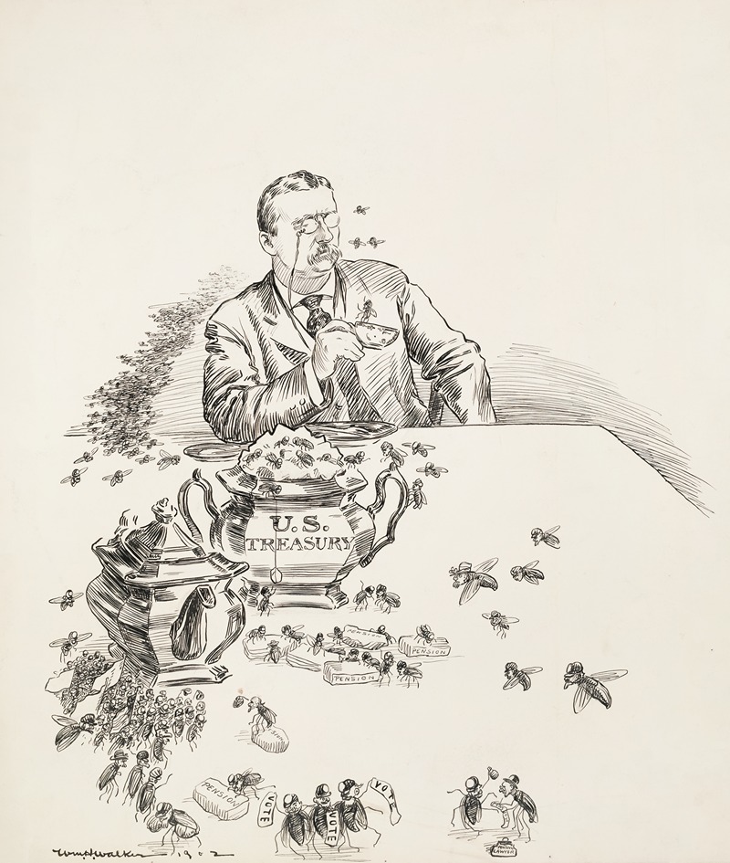 William Henry Walker - he U.S. Treasury, depicted as a sugar bowl, is raided by bees who pull out sugar for pensions