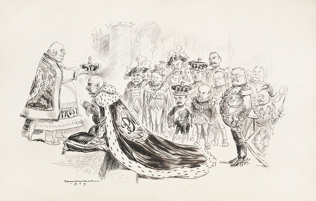 William Henry Walker - J. Pierpont Morgan is crowned king by a man representing Trusts