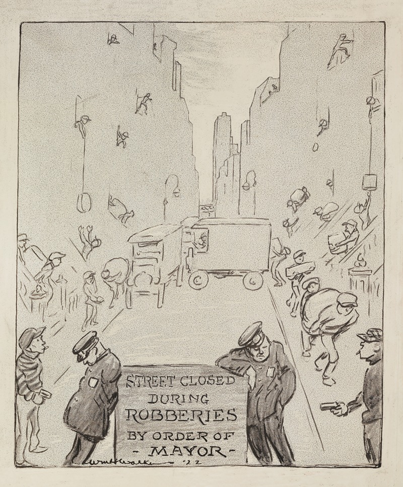 William Henry Walker - Police officers block the road and look the other way to allow a group of thieves to rob all the buildings on a street