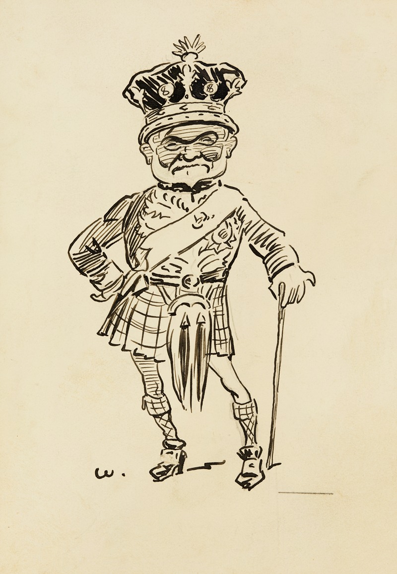 William Henry Walker - Portrait of a man in Scottish kilt and crown. Probably Andrew Carnegie.