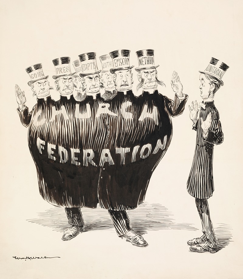 William Henry Walker - The Church Federation is represented as a man with many heads, each head representing a different denomination