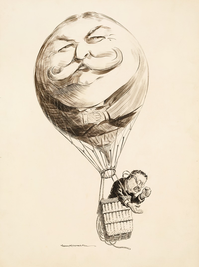 William Henry Walker - Theodore Roosevelt in a hot air balloon. The balloon is made of William Howard Taft.