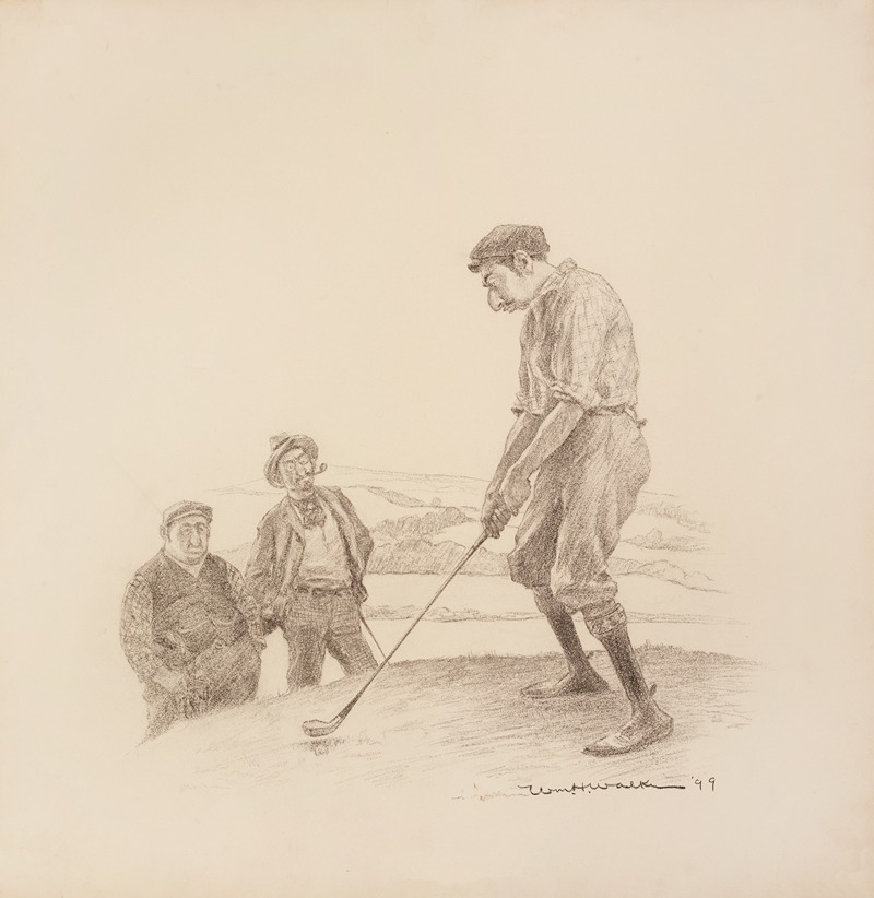 William Henry Walker - Two men watch a third about to swing a golf club.