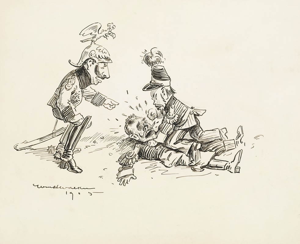 William Henry Walker - Two military leaders fight, watched by Kaiser Wilhelm II.