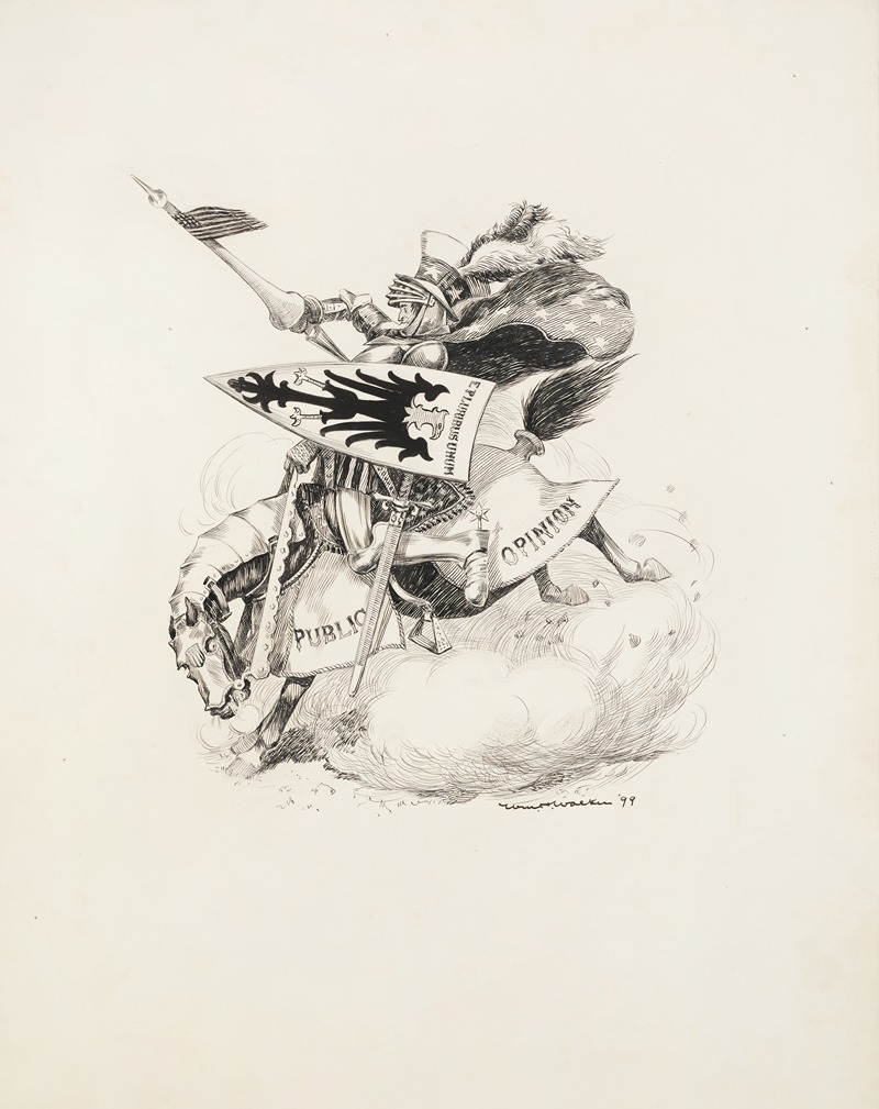 William Henry Walker - Uncle Sam as a knight, riding a horse armored in ‘public opinion’ and carrying a shield reading ‘E Pluribus Unum’