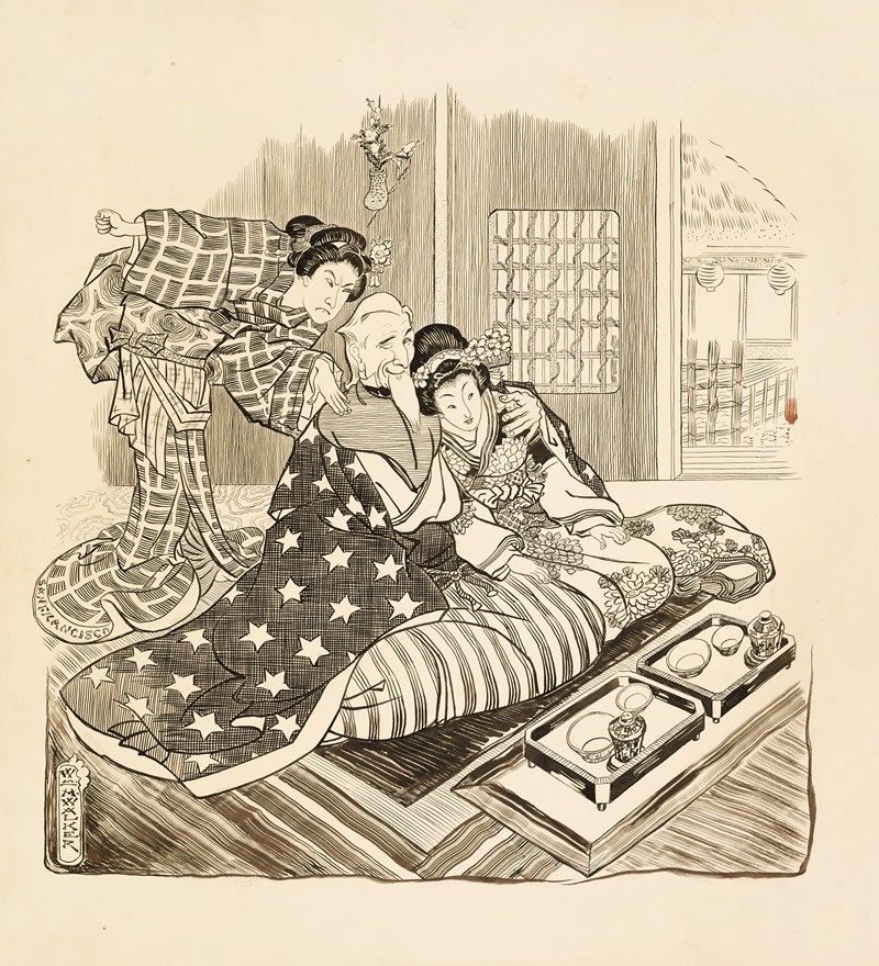 William Henry Walker - Uncle Sam enjoying the company of a young Japanese woman