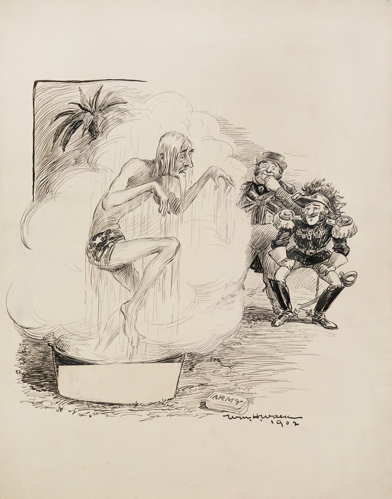 William Henry Walker - Uncle Sam, soaking wet in a wash tub, with a bar of ‘army’ soap