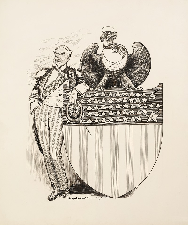 William Henry Walker - Uncle Sam, the American eagle, and the American shield