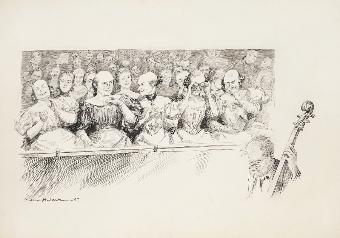 William Henry Walker - View of an audience at a concert, with one musician in the orchestra pit partially visible.