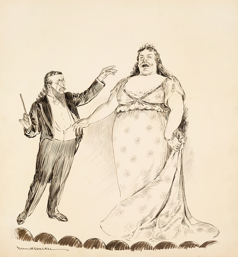 William Henry Walker - William Howard Taft, dressed as a woman, sings on a stage.