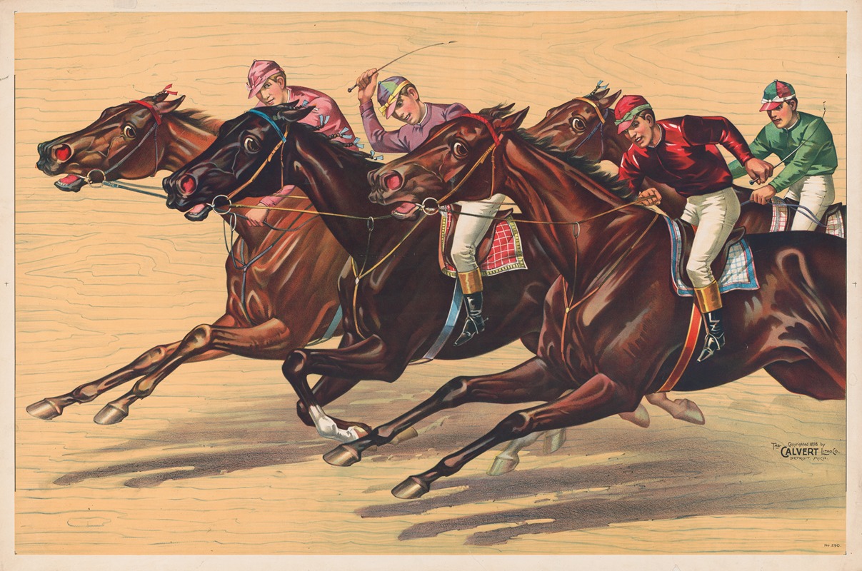 Calvert Litho. Co - Horse race with four riders