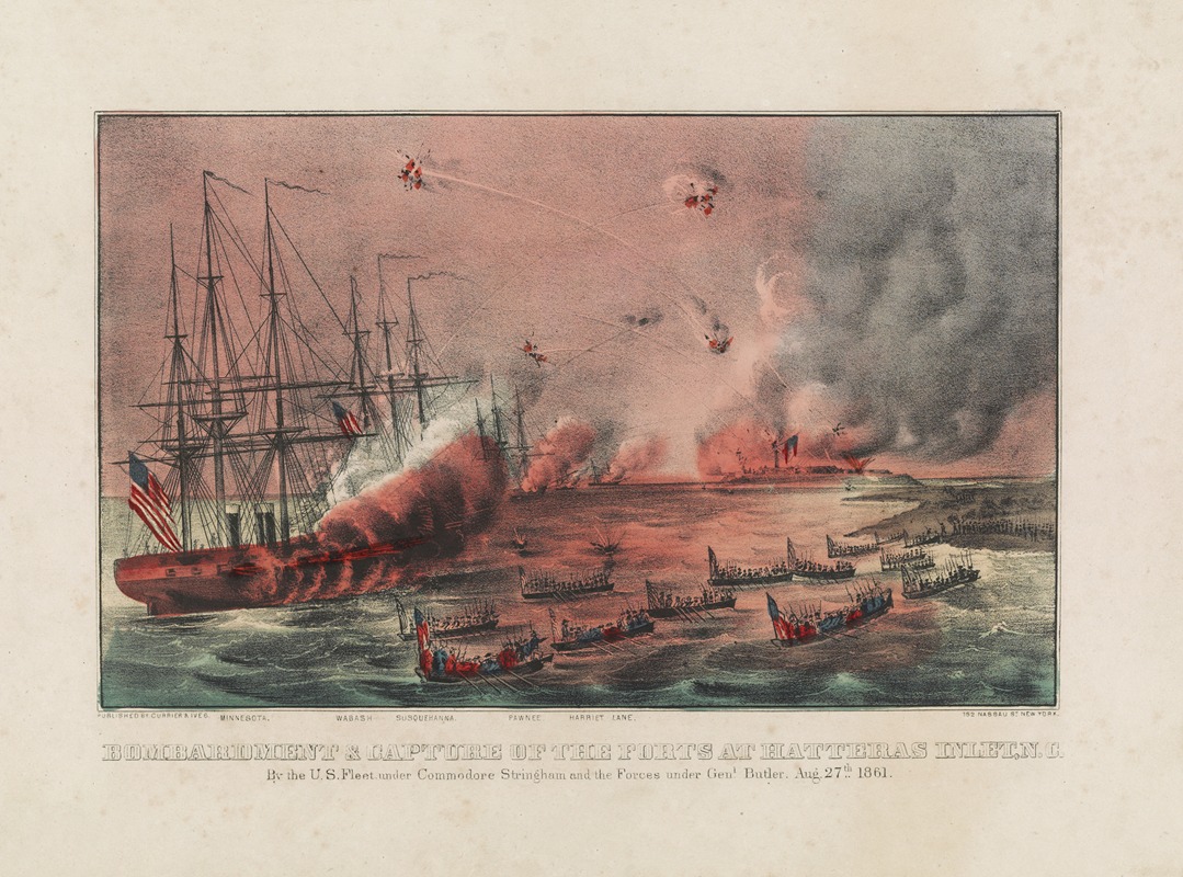 Currier & Ives. - Bombardment & capture of the Forts at Hatteras Inlet, N.C.