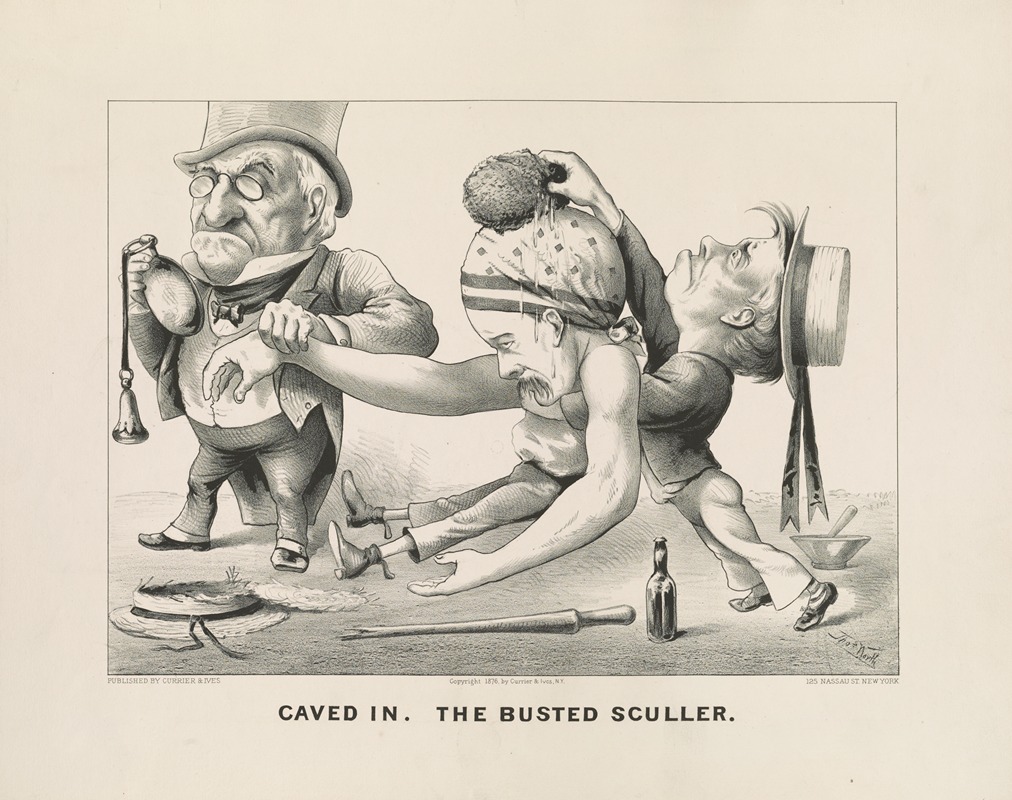 Currier & Ives. - Caved in; The busted sculler